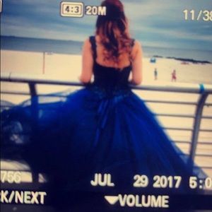 *NEEDS TO GO* navy beaded sweet 16 gown